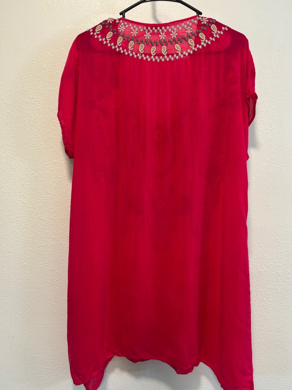 Johnny Was Hot Pink Embroidered V-Neck Tunic/Dress - Picture 4 of 4